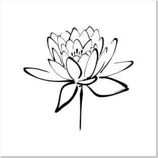 Lotus Flower Calligraphy (Black) Posters and Art